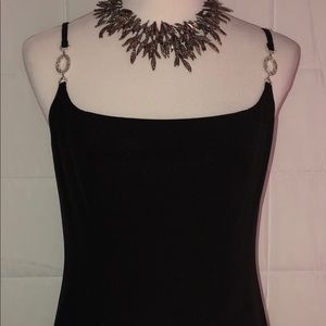 FIT & FLARE LBD RHINESTONE SPAGHETTI STRAPS DRESS